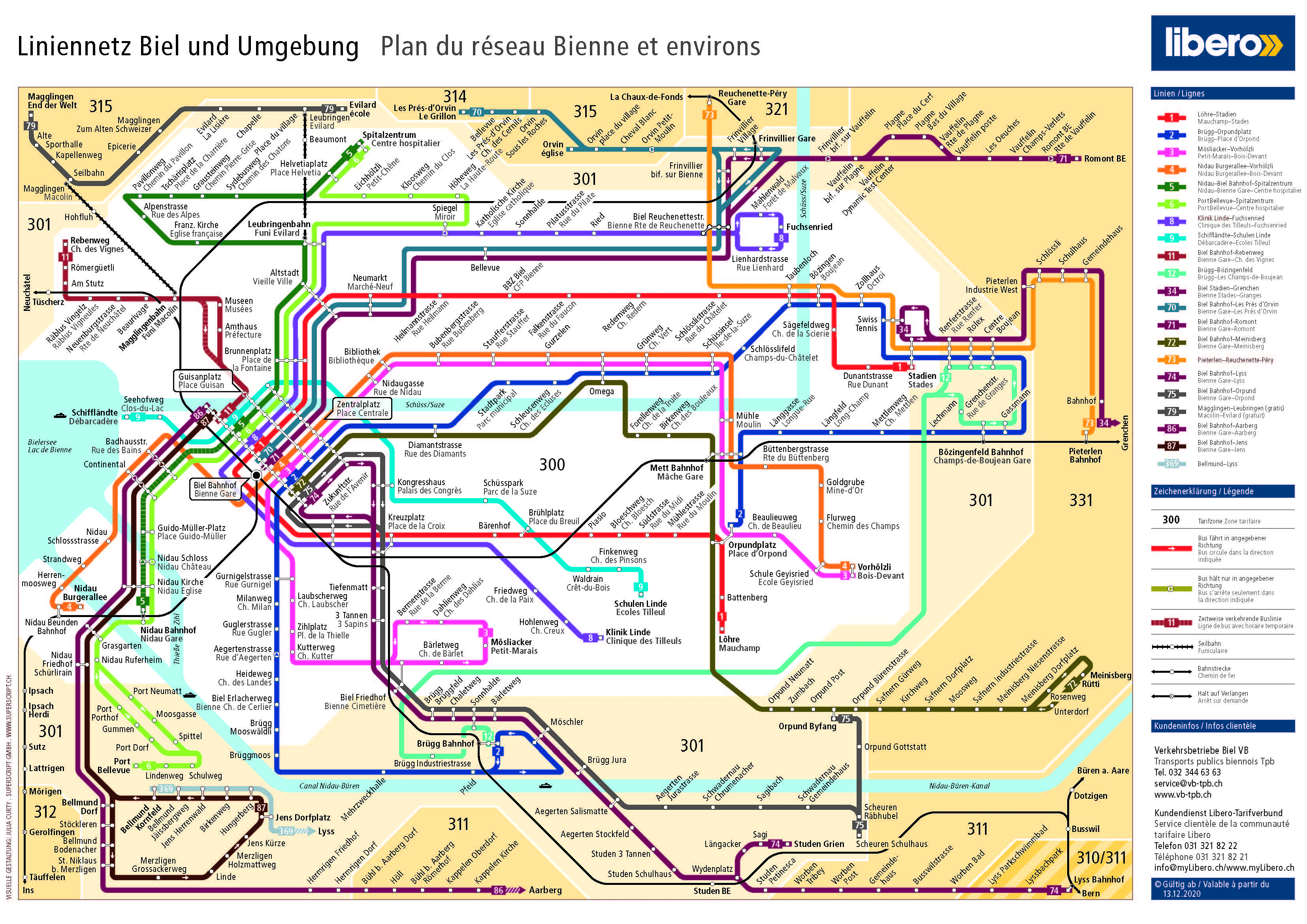 Plans des zones Libero région Bienne